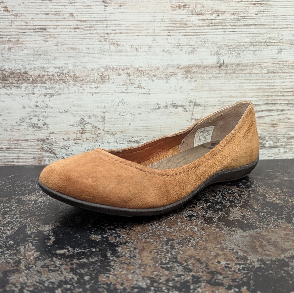 Womens Merrell Avesso Slip On Flats Shoes Sz 8 Used Brown Suede J56340